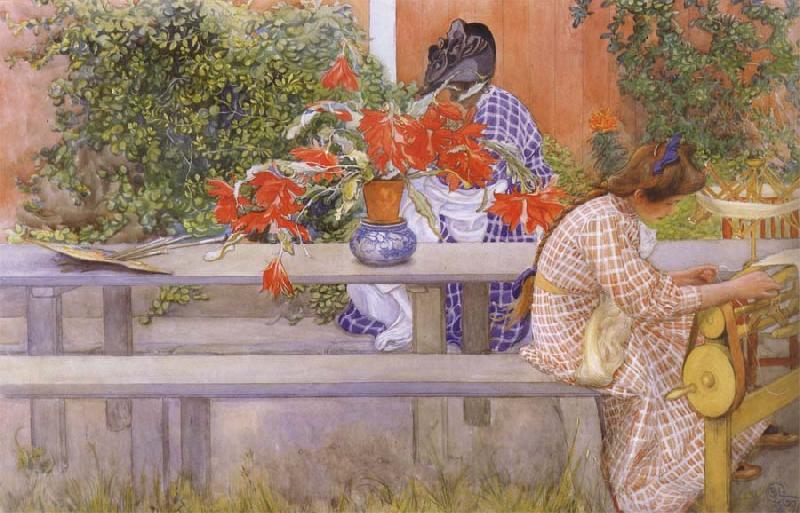 Carl Larsson Karin and Brita with Cactus Germany oil painting art